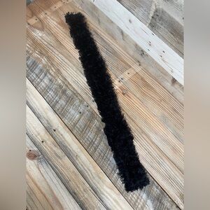 Black Furry Stretch Belt 28” Wide Elastic M/L Front Buckle Waist Cinch Accessory